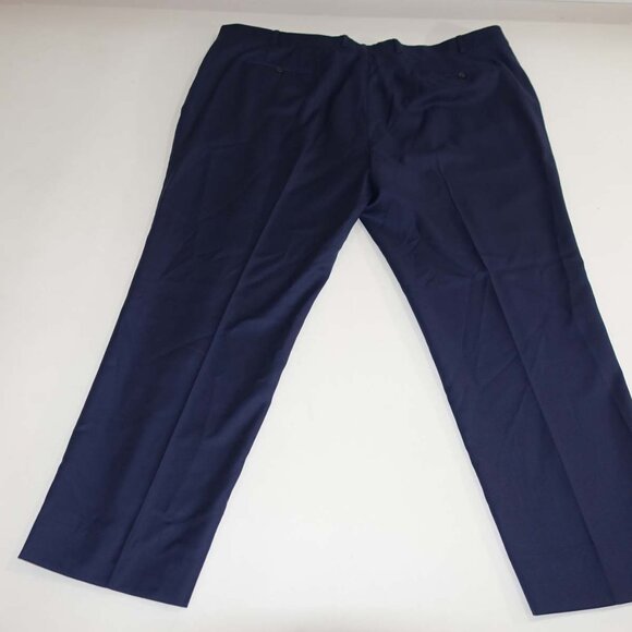 Joseph Abboud Men's Dress Pants 48 x 30 Navy Blue 100% Wool Flat Front Slacks - Picture 6 of 7